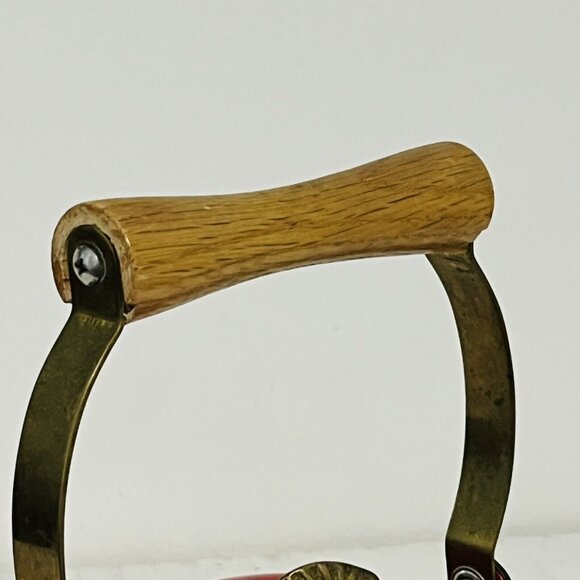 Kitchen Concepts Kettle Apple Shaped Brass Handle Bright Red Enamel - Picture 8 of 8